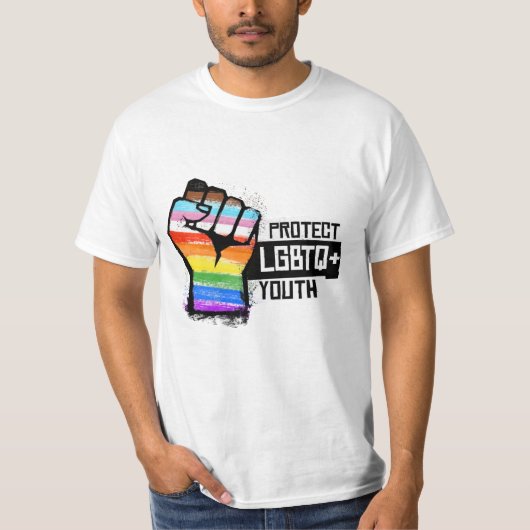 LGBTQの若者を守ろう Tシャツ (正面)