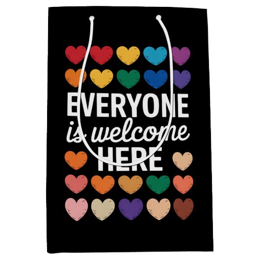 LGBTQは皆さん歓迎 ミディアムペーパーバッグ (正面)