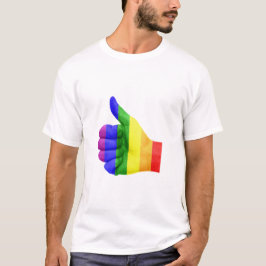 LGBTQは虹手の上で手早くめくります Tシャツ