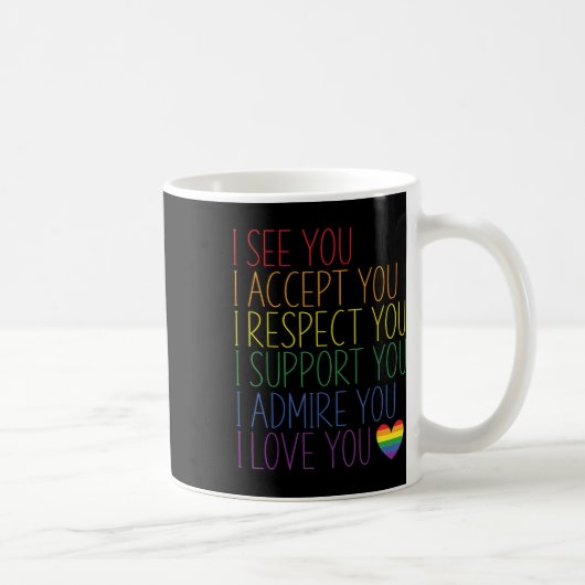 LGBTQを受け入れて尊敬し支えて愛してる コーヒーマグカップ (右)