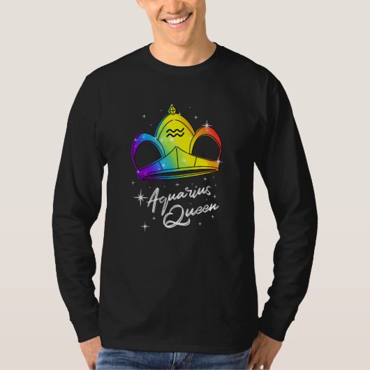 Lgbtqアクエリアスクイーン〔占星術の〕十二宮図ウィズレインボーゲイプライド Tシャツ (正面)