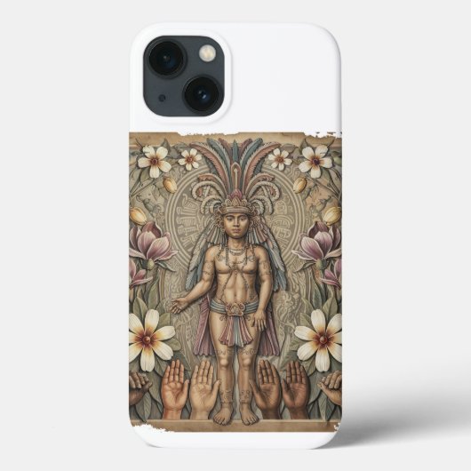 LGBTQアステカフローラプライドTシャツ | 同性愛者マヤンアート Case-Mate iPhoneケース (裏面)