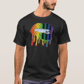 Lgbtqアメリカ国旗のパターンリップレインボーゲイプライド Tシャツ (正面)