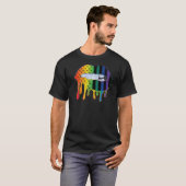 Lgbtqアメリカ国旗のパターンリップレインボーゲイプライド Tシャツ (正面フル)