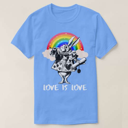 LGBTQアリス – インワンダーランド白うさぎ – 愛はL Tシャツ (デザイン正面)