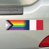 LGBTQインクルーシブプライドフラグフランスのフラグ バンパーステッカー (車上)