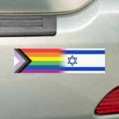 LGBTQインクルーシブ進展プライド国旗イスラエル国旗 バンパーステッカー (車上)