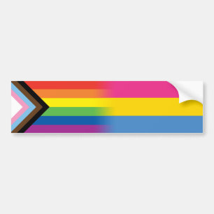 LGBTQインクルーシブ進展プライド国旗パンセクシャル国旗 バンパーステッカー