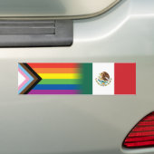 LGBTQインクルーシブ進展プライド国旗メキシコ国旗 バンパーステッカー (車上)