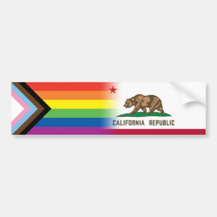 LGBTQインクルーシブ進歩プライド国旗カリフォルニア バンパーステッカー