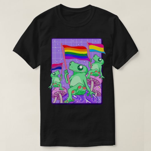 LGBTQカエルAlly Frog LGBTプライドPanseual Biseual F Tシャツ (デザイン正面)