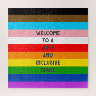 LGBTQカスタマイズ可能な進捗プライドフラッグ虹 ジグソーパズル