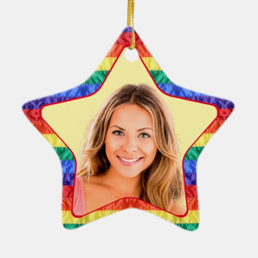 LGBTQカスタムゲイレインボー旗星形 セラミックオーナメント (裏面)