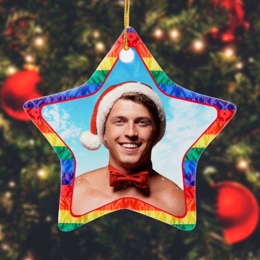 LGBTQカスタムゲイレインボー旗星形 セラミックオーナメント