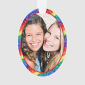 LGBTQカスタムフォトゲイプライドレインボーフレームオーバル オーナメント (正面)