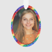 LGBTQカスタムフォトゲイプライドレインボーフレームオーバル オーナメント (裏面)