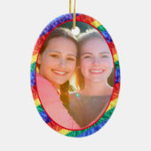 LGBTQカスタムフォトゲイプライドレインボー旗オーバル セラミックオーナメント (裏面)