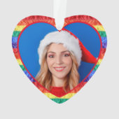 LGBTQカスタムフォトゲイプライドレインボー旗ハート オーナメント (裏面)