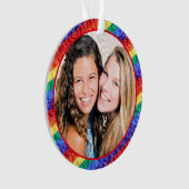LGBTQカスタムフォトゲイプライドレインボー旗フレーム オーナメント (正面)