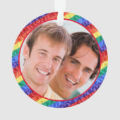 LGBTQカスタムフォトゲイプライドレインボー旗フレーム オーナメント (裏面)