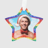 LGBTQカスタムフォトゲイレインボーフラッグフレームスター オーナメント (裏面)