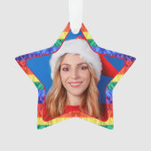 LGBTQカスタムフォトゲイレインボーフラッグフレームスター オーナメント (正面)