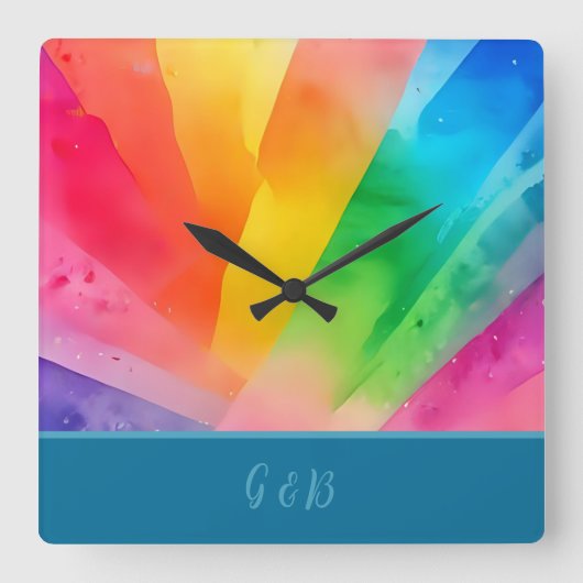 lgbtqカラフル虹 スクエア壁時計 (正面)