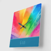 lgbtqカラフル虹 スクエア壁時計 (傾斜)
