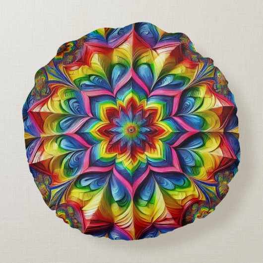 LGBTQカラーを使用したラウンド装飾用クッション ラウンドクッション (裏面)