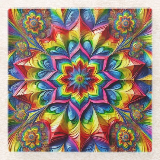 LGBTQカラー付きガラスコースター ガラスコースター (正面)