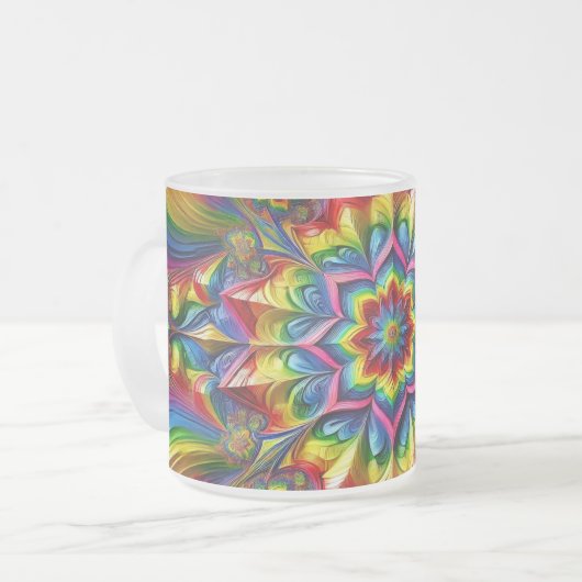 LGBTQカラー付き曇り小ガラスマグ フロストグラスマグカップ (正面左)
