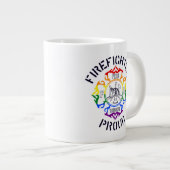 LGBTQカラー消防士マルチーズクロスデザイン ジャンボコーヒーマグカップ (正面右)