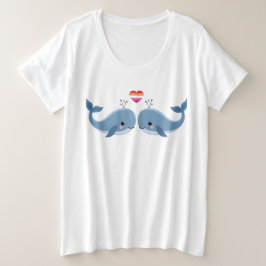 LGBTQクジラはハートルで対峙している プラスサイズTシャツ