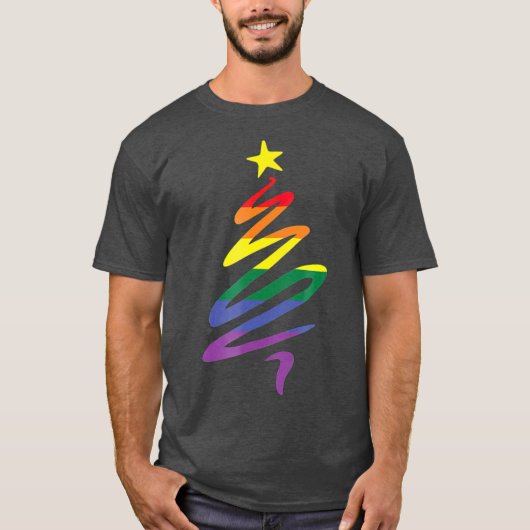 LGBTQクリスマスツリー国旗 Tシャツ (正面)