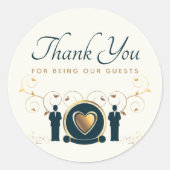 LGBTQクリーム結婚ブルーの男二人ありがとう ラウンドシール (正面)