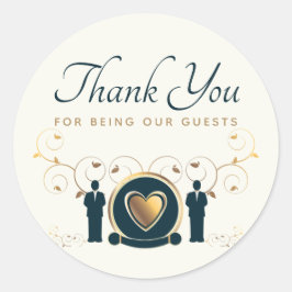 LGBTQクリーム結婚ブルーの男二人ありがとう ラウンドシール