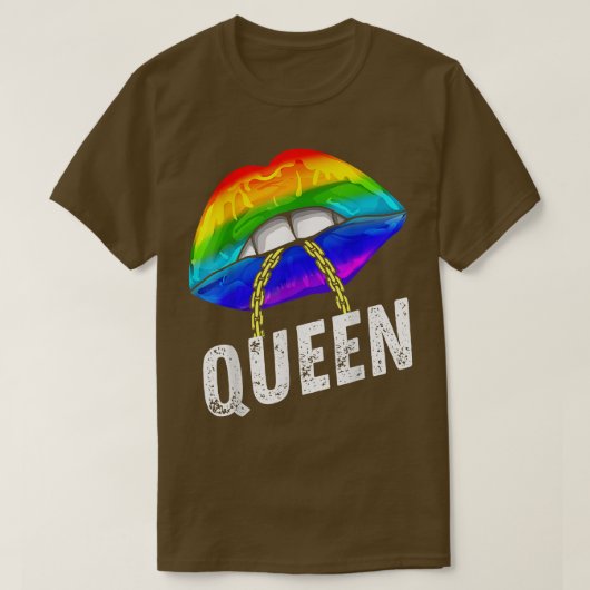 Lgbtqゲイクイーンリップチェーンゲイ権利誇りを持ったプライド Tシャツ (デザイン正面)