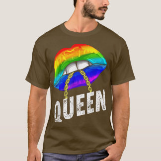 Lgbtqゲイクイーンリップチェーンゲイ権利誇りを持ったプライド Tシャツ