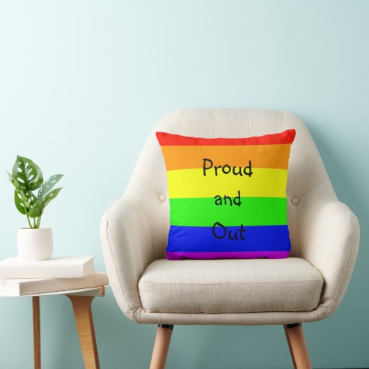 LGBTQゲイプライドの虹誇りを持ったの旗と出力 クッション (椅子)