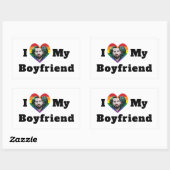 LGBTQゲイプライドカスタム写真I Love My Boyer 長方形シール (シート)