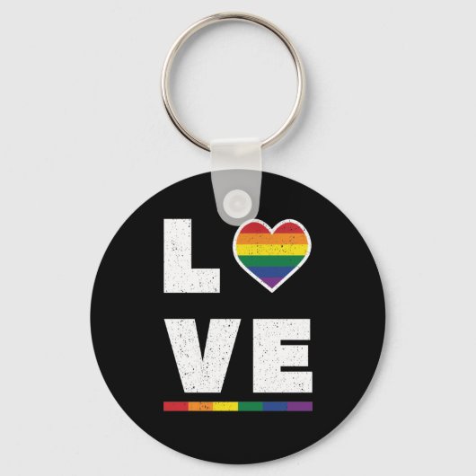 LGBTQゲイプライド国旗動揺してのグランジ愛 キーホルダー (正面)