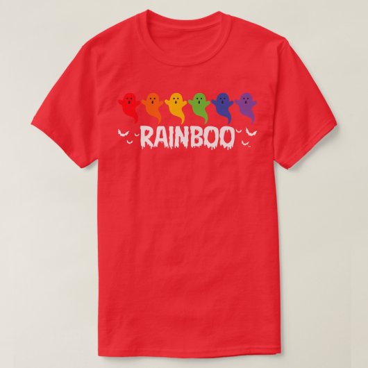 LGBTQゲイプライド幽霊レインボーレインボーおもしろいハロー Tシャツ (デザイン正面)