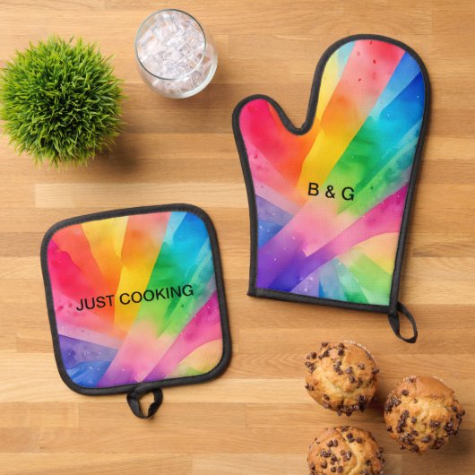lgbtqゲイプライド月 鍋つかみ&鍋敷きセット (トップダウン)