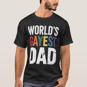 LGBTQゲイプライド アライ レインボー 世界で一番ゲイなパパ Tシャツ