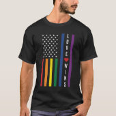 LGBTQゲイプライド・ラブがアメリカ国旗を獲得 Tシャツ (正面)