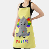 LGBTQゲイプライド – 虹の旗を持つ可愛い象 エプロン (インサイチュ)