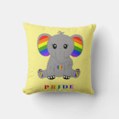 LGBTQゲイプライド – 虹の旗を持つ可愛い象 クッション (正面)