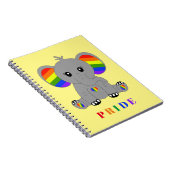 LGBTQゲイプライド – 虹の旗を持つ可愛い象 ノートブック (右側)