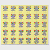 LGBTQゲイプライド – 虹の旗を持つ可愛い象 ラッピングペーパー (フラット)