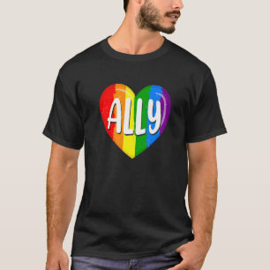 LgbtqゲイプライドLgbt Ally Rainbowフラッグハートレトロ Tシャツ
